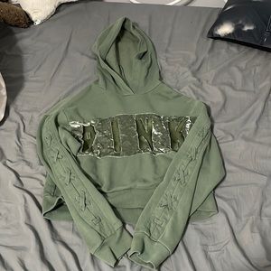 Victoria secret pink army green sweater with hood.